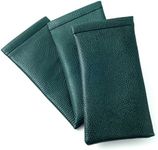 Calabria Soft Squeeze Spring Top Eyeglass Case Snakeskin PU Leather Men Women Glasses Pouch Snap Closure Sunglass Bag Sleeve, Green (3 Pack), Medium