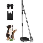 Ormalla Pooper Scooper for Dogs, Sturdy Stainless Steel Dog Poop Scooper for Large Medium Small Dogs, Detachable Metal Rake & Tray Set for Yard, Grass, Dirt or Gravel - Poop Bags and Gloves Included