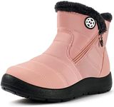 Hsyooes Womens Warm Fur Lined Winter Snow Boots Waterproof Ankle Boots Outdoor Booties Comfortable Shoes for Women,Pink,6 M US=Label Size 37