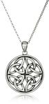 Sterling Silver Celtic Triquetra Trinity Knot Medallion Pendant Necklace, 18"