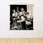 ArtzFolio Jazz Band Canvas Fabric Painting Tapestry | Scroll Art Hanging 30 x 30 inch (76 x 76 cms)