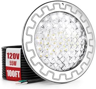 waveejovi 10 Inch LED Pool Lights for Inground Pool, 120V AC 55W CCT（3000/4000/6500K）, IP68 Waterproof, 100FT Cord, Underwater Swimming Pool Light Fixture for Wet Niche (100FT)