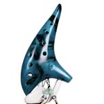 ZETONG Ocarina 12 Hole Alto C Smokey Straw Fired Ceramic Ocarina with Song Book for Beginners, Gift Idea (Blue)