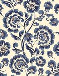 JiffDiff Peel and Stick Wallpaper Floral Wallpaper Blue Wallpaper Vintage17.3 x 243" Damask Flower Wallpaper Vinyl Waterproof Wallpaper Cream Blue Contact Paper for Bedroom