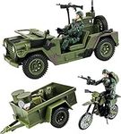 Click N' Play Military Logistics Transport Unit 16 Piece Play Set with Accessories, Green