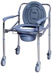 HEALGROW Heavy Foldable, Height Adjustable Steel Disabled Commode Chair with Wheel Toilet Seat