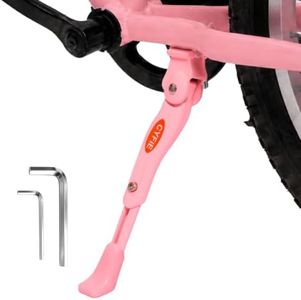 Cyfie Universal Adjustable Kickstand for 16" 18" 20" Kids Adult Bike Wheel, Center Mount Height Fit 8.27–9.64 inch Frame Bike Stand for Mountain Bike/Road Bicycle/Sports Bike, Aluminum Alloy (Pink)
