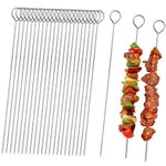 25 Pcs Kebab Skewers,12 Inch Stainless Steel Barbeque skewers, Reusable Metal Skewers for Grilling, BBQ Kabob Skewer for Oven, Grill, Kabob, Meat, Shrimp, Chicken, Vegetables