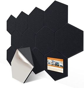 DEKIRU 12 Pack Self adhesive Hexagon Acoustic Panels Sound Proof Foam Panels, 14 X 13 X 0.4 Inches Soundproof Wall Panels For Office Ceiling &Door (Black)…