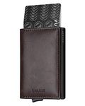 Pop Up Wallet Credit Card Holder with Money Clip Vintage Leather RFID Bolcking Slim Business Card Case