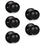 KNOBWELL 5 Pack Classic Style Dummy Door Knob, Individual Dummy Door Knob Single Side, Matte Black Closet Door Knob Interior Door Knobs, Easy Installation