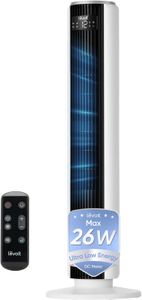 LEVOIT Silent Tower Fan – 20dB, 26ft/s, DC Motor, Remote, 12 Speeds, 90° Oscillation