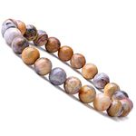 WRCXSTONE Natural 8mm Gorgeous Semi-Precious Gemstones Healing Crystal Stretch Beaded Bracelet Unisex, 8mm, Agate