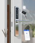 Electronic Smart Door Lock Fingerprint Door Lock with Keypad，Smart Lock for Front Door Children Proof Deadbolt IC Card, App Control & Mechanical Key