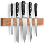 Magnetic Knife Rack in Oak with Extra-Strong Magnet - 40 cm - Magnetic Knife Holder for Wall for Knives, Utensils and Tools - by LARHN