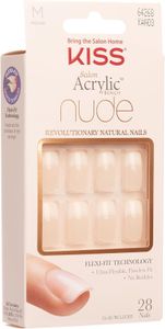KISS Salon Acrylic French Nude Fake Nails, Cashmere, Medium, 28 Count