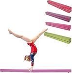 UKing Folding Gymnastic Leather Balance Beam,Gymnastics bar 2.1m/220 lbs Faux Suede Folding Gymnastics Training Balance Beam for Home Gym Training Exercise Sports