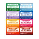 Dr. Bronner's - Pure-Castile Bar Soap (140g Variety Pack) Almond, Unscented, Lavender, Peppermint, Citrus, Rose, Tea Tree, & Eucalyptus - Made with Organic Oils, For Face, Body & Hair, Gentle & Moisturizing | 8 Count