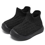 Fahrerliebe Baby Slip-on Shoes Boys Infant Sock Shoes Girls First Walking Sneakers Black Size 18-24 Months Infant