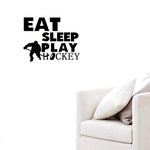 BIBITIME Black Athletes Silhouette EAT Sleep Play Hockey Wall Decal Quotes Sportsman Vinyl Sticker for Sport Fans Bedroom Boys Teen Rooms Nursery Decor,17.7 inches x 22.4 inches