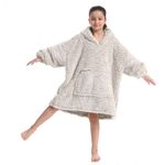 Cozy Sherpa Wearable Snuggle Blanket Hoodie with Sleeves for Children Youngster Teenagers Kids Gift Idea,Oversized Blanket Sweatshirt,Super Warm Light Weight,Brown