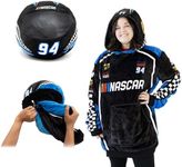 Plushible Wearable Blanket Hoodie Oversized Long Sleeve Sweatshirt Front Pocket Cozy Gifts for Adult Women Men NASCAR Black Snugible Pillow