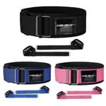 Self-Locking Weight Lifting Belt | Weight Lifting Straps Included | Gym belt for Crossfit, Powerlifting, Deadlift, Olympic Lifts and Squats | For Men and Women (Black, L)