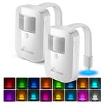 2 Pack Rechargeable Toilet Night Lights with 16-Color Motion Detection - Novelty Bathroom Bowl Light - Cool Funny Birthday Gag Stocking Stuffer Gadget Gifts for Adult Kids Men Father Dad Boys Toddlers