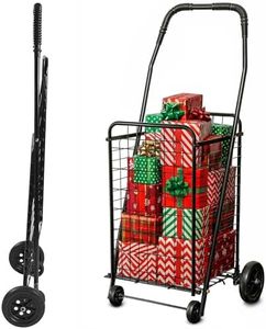 DMI Utility Cart with Wheels to be used as a Shopping Cart, Grocery Cart, Laundry Cart and Stair Climber Cart, Weighs 7.5 Pounds but holds up to 90 Pounds, Compact and Foldable, Black