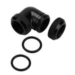 Yoidesu 90 Degree Adapter Fitting Cooling DIY Twist G1/4 14mm OD Hard Tube Compression 90 Degree Adapter Fitting for Computer Water Cooling System (Black)