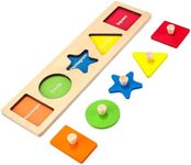 First Jumbo Knob Wooden Shape Puzzles for Toddlers 1-3, Montessori Toys for 1-3 Year Old,Peg Shapes Puzzle Sorter Board for Baby Kids,Preschool Learning Toys,1 Year Old Boy Girl Birthday Gifts