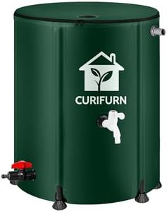 Curifurn 53Gal Collapsible Rain Barrel, Weatherproof Water Tank with Filter, Spigot & Overflow Kit (Reinforced Liner+Thickened Legs),Green