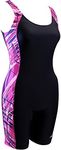 Adoretex Women's Water Aerobics Unitard Boyleg Swimsuit (FU006) - Black/Maroon - S