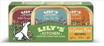 Lily's Kitchen Natural Adult Dog Food Wet Trays - Complete Grain-Free Multipack - Chicken, Fish & Venison (6 Trays x 150g)