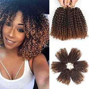 (1B/30) - 20cm Short Marlybob Crochet Hair 6 Bundles/Lot Kinky Curly Crochet Braids Ombre Braiding Hair Synthetic Hair Extension (1B/30)