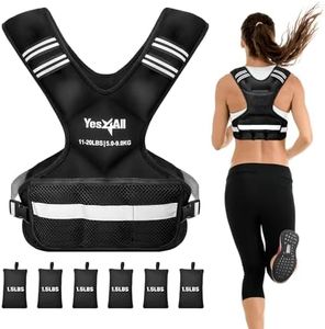 Yes4All Adjustable Weighted Vest 11-20lbs with Reflective Strip, Large Weight Vest for Strength Training for Men & Women