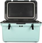 ENGEL 60 QT Ultra-Light Injection Molded Cooler - Ice Chest Keeps Ice up to 7 Days - Large Cooler Includes Wire Basket, Divider and Built-in Bottle Opener - Seafoam with Dark Grey Interior (Seafoam)