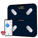 HealthSense Bluetooth BMI Weight Machine for Body Weight, Digital Body Fat Analyzer Machine & Smart Body Composition Scale with Mobile App, 15 Body Composition, LED Display, BIA Technology & 1 Year Warranty - HealthU+ BS 181