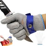HASTHIP 1 PCS Stainless Steel Mesh Gloves, Anti-Cut Level-9 Protection Work Gloves, Adjustable Fit, Puncture Proof Safety Gloves For Processing, Fish Handling, Metal & Wood Work (Medium, Pack Of 1)