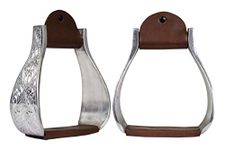 Tahoe Tack Silver Aluminum Engraved Stirrups for Western Horse Show Saddles