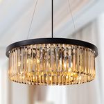 Wellmet Crystal Chandeliers for Dining Room, Modern Gold Crystal Pendant Light, Farmhouse Chandeliers for Living Room, Kitchen Island, Bedroom, entryway, Hallway, 6 Lights, W-21.65”