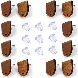 30PCS Wood Earrings Studs for Jewelry Making Walnut Wood Earring Findings for Jewelry Making Flat Earrings Post 15mm Earrings Connectors with Loop & Back for DIY Earrings Making Supplies