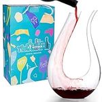 MINGZE 1.4L Wine Decanter, 100% Lead-Free Hand Blown Crystal Glass U Shape, Red Wine Carafe, Classic Wine Aerator with Wide Base, Wine Accessories, Wine Gift