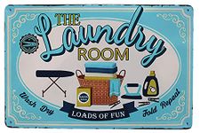 Hioni The Laundry Room, Metal Tin Sign, Vintage Plaque Home Wall Decor