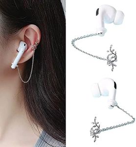 ZOSTLAND 1 Pair Creative Earphone Anti Lost Earring Clip Earclip Strap Wireless Earhook Earbud Ear Bud Holder Connector Compatible with Airpods 1/2/Pro/3 Beats Fit Pro Sony (Sliver Leaf)