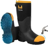 Hunthor Rubber Work Boots for Men with Steel Toe, 1100N Puncture-Proof Hunting Boots with 7mm Neoprene Waterproof and EVA Midsole, Adjustable Back Gusset, Ideal for Hunting, Work, and Farming Orange Size 14