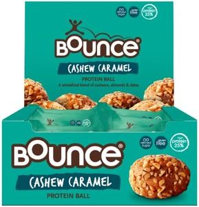 Bounce Cashew Caramel Protein Ball- box of 12. High protein gluten free low sugar low carb healthy snacks better than any protein bar! Snack healthy with our protein bars, balls, snacks & powders