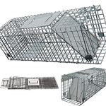 Humane Grey Squirrel Trap, Live Catch Humane No Poison Vermin Rodent Metal Mouse Rat Animal Bait Cage Trap, Large Mice Catcher for Hamster and Similar Sized Wildlife, Easy to Setup, 61x19x21cm