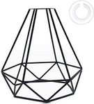 Frideko Vintage Metal Lamp Shade - Retro Industrial DIY Black Bird Cage Geometric lampshade with White Lamp Shade Reducer Ring for Ceiling Pendant Lights Wall Lights Fixtures(Black)