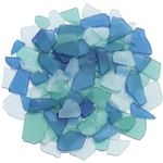 Sea Glass for Crafts - 14oz Frosted Seaglass Pieces - Vase Filler and Aquarium Ornament, DIY Craft Supplies for Art, Beach Weddings, and Home Decor (Blue, Aqua Green, White)